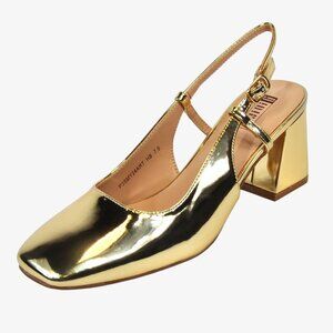 IDIFU Block Heel Pumps, Gold, 7.5